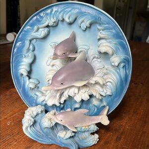 3D Decorative collectors Dolphin Plate with Stand